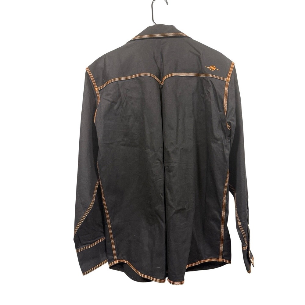 Western Welder Welding Shirt Mens Large Black Orange Snap Front 1 Defective Snap - Picture 2 of 4